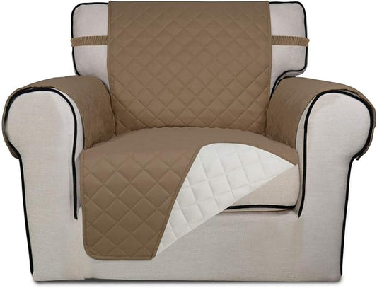 PureFit Reversible Chair Sofa Cover Dog Couch Covers for Sofa, 25.5 in | Camel/Ivory, Water Resistant Couch Protector, Washable Pet Couch Cover with Non Slip and Elastic Straps For Kids by PureFit