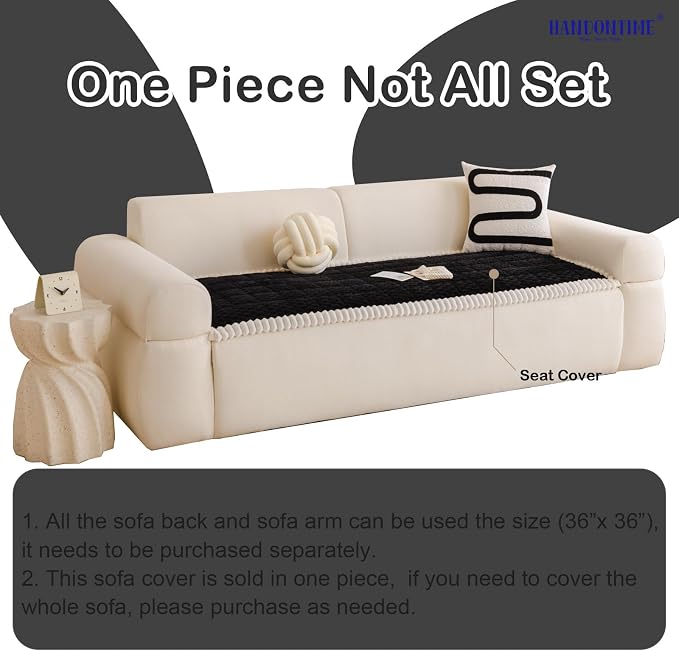 HANDONTIME Pet Couch Cover Fuzzy Sofa Covers for Pets, Couch Covers for Dogs, Washable Dog Sofa Cover Protector, Jacquard Fuzzy Non Slip Cushion Slipcover Pet Friendly (Black, 27.6" x 70.9") - Image 4