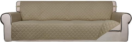 PureFit Reversible Quilted Couch Covers for Dogs Sofa Cover 4 Seater 88" | Beige/Beige, Water Resistant Couch Protector, Washable Pet Couch Cover with Non Slip and Elastic Straps For Kids by PureFit