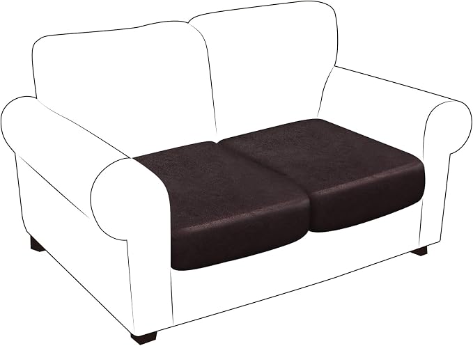 molasofa Leather Look Couch Cushion Covers, Stretch Sofa Cushion Covers for Sectional Armchair Loveseat Protector,Replacement Seat Cushion Slipcovers, Machine Washable (2 Cushion Loveseat, Chocolate) - Image 7