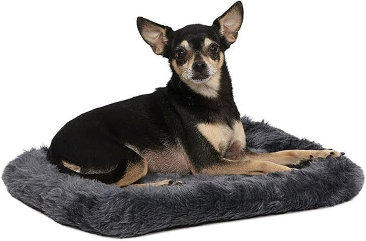MidWest Homes for Pets QuietTime XXS Dog Bed - Gray Faux Fur Bolster, Ultra-Soft and Machine Washable, Fits 18-Inch Crates and Carriers, for Small Dogs and Cats by MidWestHomesForPets
