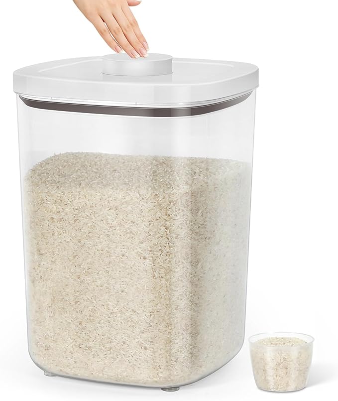 TBMax Large Flour Storage Container 10.56 Qt, 20 Lbs Rice Container with Pop Up Lid & Measuring Scoop for Flour, Cereal, Dry Food Storage and Kitchen Pantry Organization by TBMax