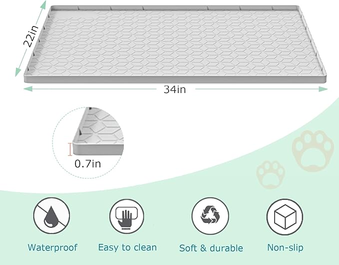 Cat Litter Mat for Litter Box, Silicone Large Cat Litter Trapping Mat - 34x22 in, Waterproof & Non-Slip, Durable & Easy Clean, Light Gray - Image 4