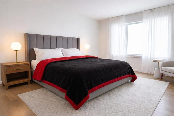 Waterproof Queen Size Blanket - Sherpa Fleece Reversible Throw, Soft Warm Leak-Proof Bed & Couch Protector for Kids, Pets & Everyday Spills (Velvet Red/Obsidian Black, Queen 90x90) - Image 6