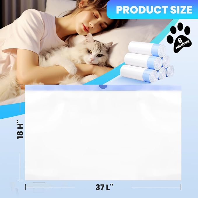 30 Pack Jumbo Cat Litter Bags - 3MIL Extra Thick Leakproof Litter Box Liners, 37"x18" Heavy Duty Drawstring Cat Litter Liners for Automatic Litter Box, Odor Control Disposable Kitty Litter Bags 3 Roll - Image 3
