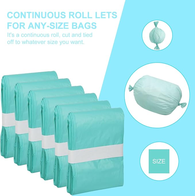 6 Count Cat Litter Pail Liner Refills - Bags Compatible with Litter Champ Pail, Green, Lightly Scented - Image 2