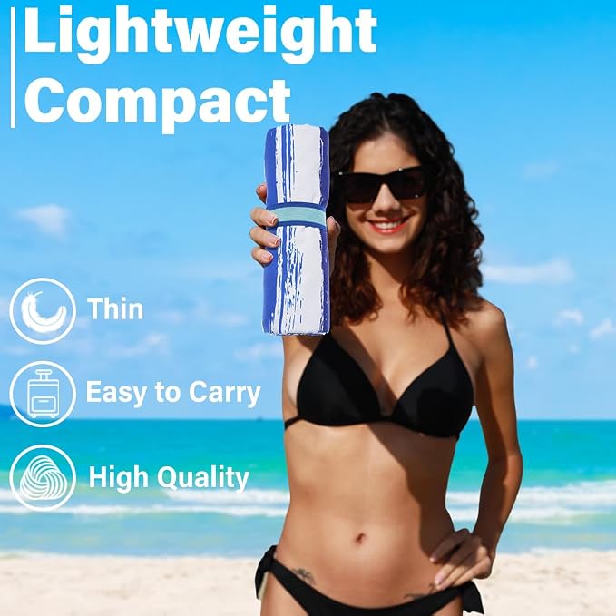 Widdonen Microfiber Beach Towel,Compact 2 Pack-71x32 Inch with Bag Travel | Extra Large,Lightweight,Thin,Sand Free,Quick Dry,Absorbent.Packable for Camping,Swim,Pool,Bath,Picnic,Cruise Essentials Gift - Image 2
