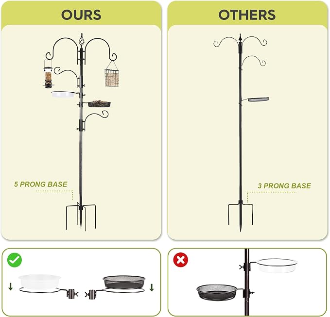 ERYTLLY Bird Feeding Station Kit Bird Feeder Pole Wild Bird Feeder Hanging Kit Planter Hanger Multi Feeder Hanging with Metal Suet Feeder Bird Bath for Attracting Wild Birds - Image 4