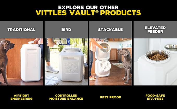 Vittles Vault Pawprint Pet Food Storage Container For Dog Food, Kibbles/Bird Seed/Oatmeal/Rice/Flour/Cereal, BPA Free, Plastic, Sealed Airtight For Cat Food, Up To 25 lb, Made in USA, With Scoop, Gray - Image 9