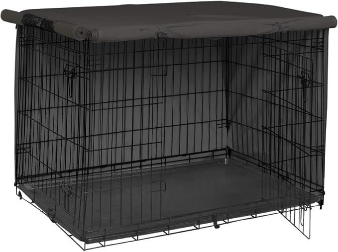 Explore Land Dog Crate Cover Heavy Duty Polyester Pet Kennel Sunshade Universal Fit for 42 inches Wire Cage (Black) - Image 9