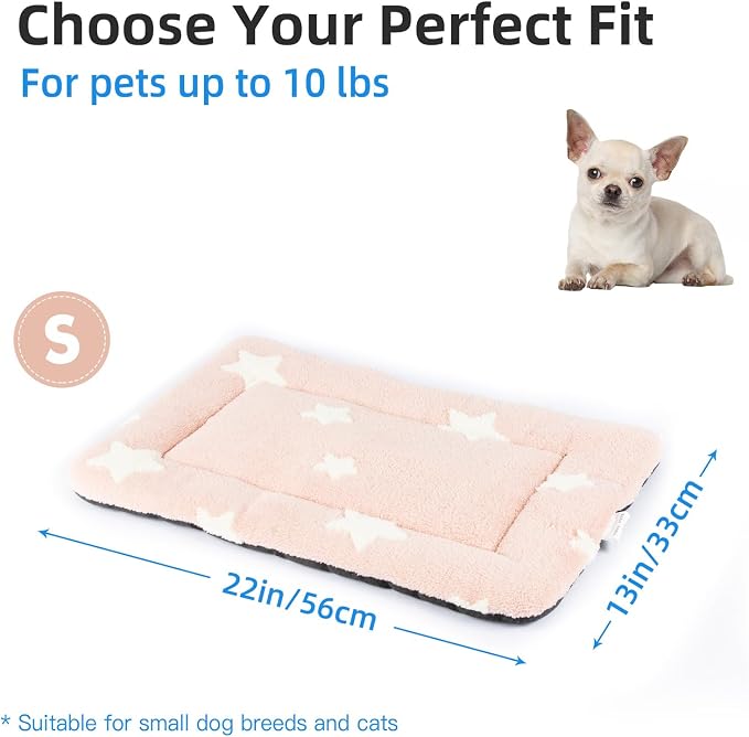 Mora Pets Cat Bed for Indoor Cats Washable Dog Crate Pad Cute Star Dog Bed Mat for Small Dogs Pet Kennel Pad for Cage Soft Flat Puppy Kitten for Sleeping Anti-Slip Pink 22 x 13 inch 2 Pack - Image 6