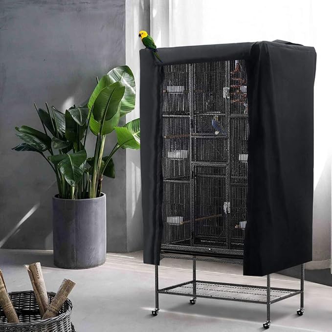 POPETPOP Birdcage Cover Blackout & Breathable Material - Universial Bird Cage Skirt Large Easy to Put On, Take Off, and Adjust - 48in x 27in x 41in - Image 5
