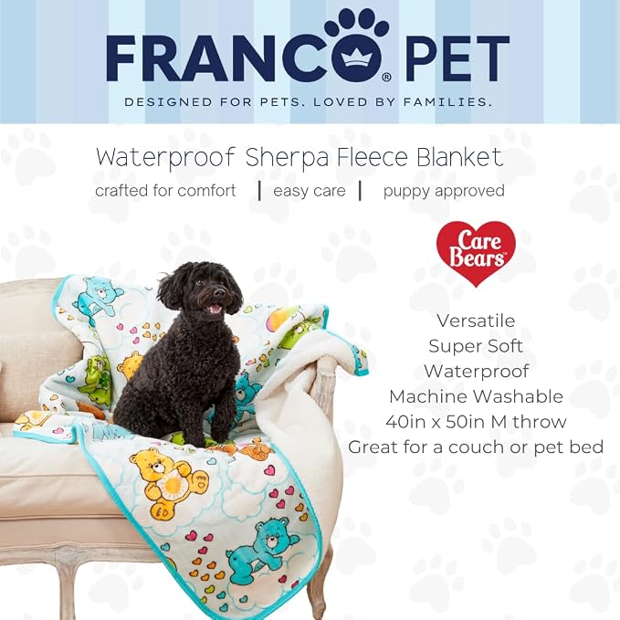 Care Bears Waterproof Dog Bed Cover, Large 40x50 Pet Blanket for Furniture Bed Couch Sofa, (Officially Licensed) by Franco - Image 2
