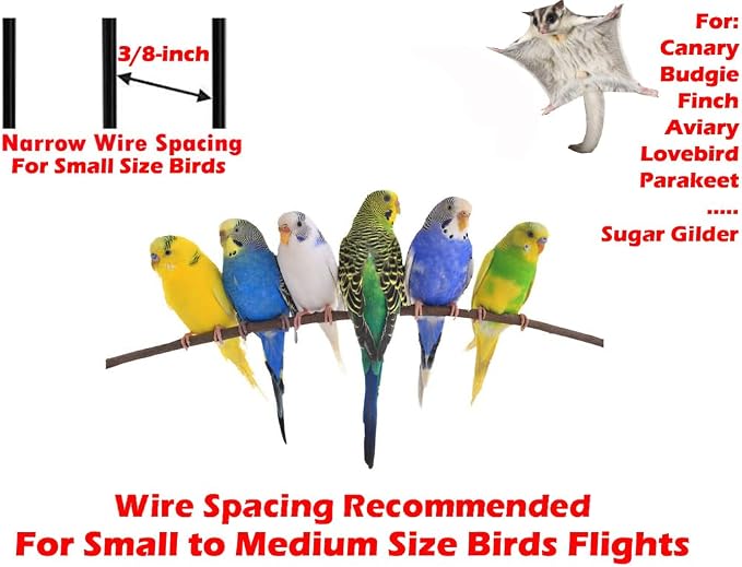 Portable Hanging Small Medium Flight Bird Small Parrot House Home Travel Bird Carrier Cage for Cockatiel Parakeet Parrotlet Finch Canary Budgie (Black, Portable Hanging Travel Carrier) - Image 2