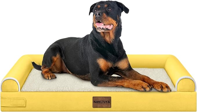 NANUYA Orthopedic Dog Bed for XX-Large Dogs, 44 x 34 Inch, Ginger | Egg crate foam for joint support, 3-sided bolster pet sofa, waterproof lining, washable cover, and non-skid base by Nanuya