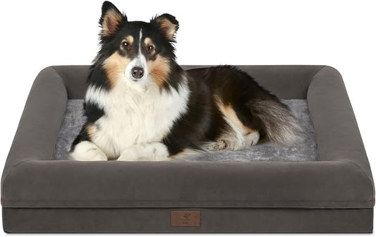Orthopedic Dog Bed Waterproof Pet Sofa for Large Sized Dogs | 360 Degree Bolster Support, Egg Crate Foam, Waterproof Liner, Non-Slip Bottom, Machine Washable Cover, 36 x 27 Inch by Yiruka