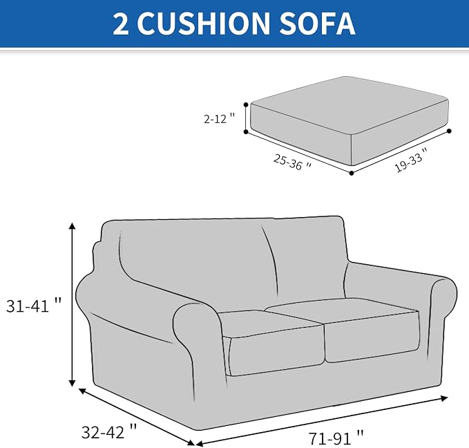 CYCMCAO 3 Piece Stretch Sofa Cover Couch Covers for 2 Cushion Couch, Loveseat Covers Stay in Place, Sofa Covers Washable with Elastic Bottom for Dogs (Sage Green), 71"-91" (2 Cushion Sofa) - Image 2