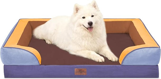 Comfort Expression Orthopedic Dog Beds for Large Sized Dog with Bolster | Waterproof Dog Couch Bed with Washable Cover & Non-Slip Bottom, Supportive Egg Crate Foam Large Pet Bed, 36x27 Inch by ComfortExpression