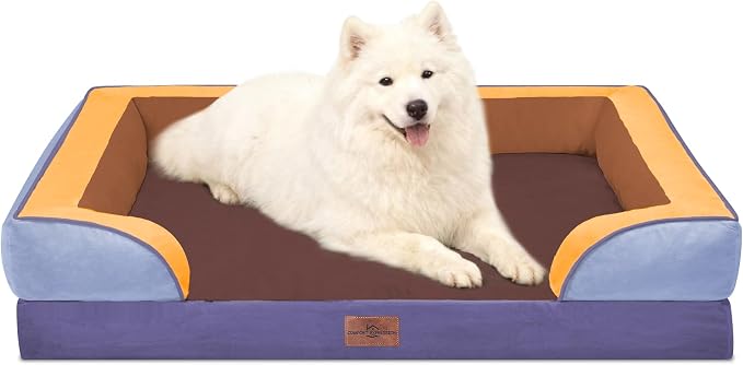 Comfort Expression Orthopedic Dog Beds for Large Sized Dog with Bolster | Waterproof Dog Couch Bed with Washable Cover & Non-Slip Bottom, Supportive Egg Crate Foam Large Pet Bed, 36x27 Inch - Image 8