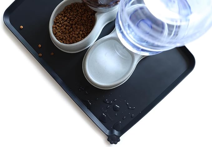 Hoki Found Large Silicone Pet Food Mats Tray - Non Slip Dog Cat Bowl Mats Placemat - Pet Feeding Mat - Pet Water Mats for Floors- Waterproof Dog Cat Food Mats - Black - Image 5