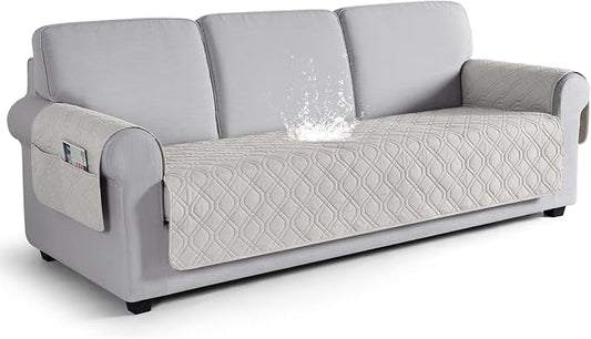 VANSOFY Waterproof Couch Cover for Pets, Off White, 72.4" | Non-Slip, Washable, Utility Pockets, Pet Friendly, Furniture Protector Slipcover for 3 Cushion Plus Couch by VANSOFYFURNITURECOVERS