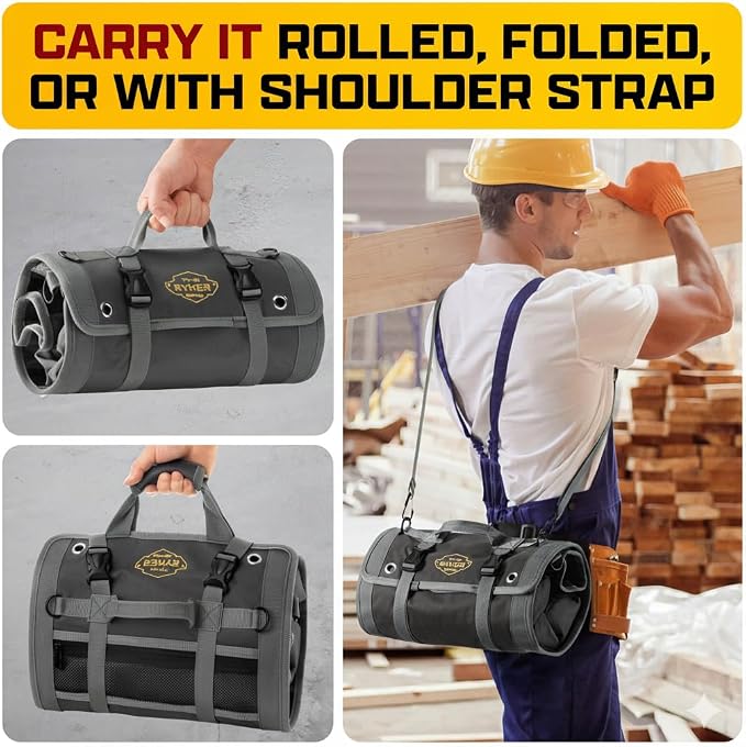 Ryker PRO Heavy Duty Motorcycle Tool Roll Up Bag w/Socket Wrench Organizer | Official Off Road Roll Up Tool Bag Waterproof Pouches and Pocket Labels. Overland Gear Tools Bag Kit for Contractor, Mechanic - Image 5