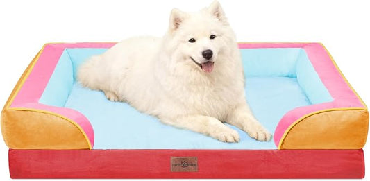 Comfort Expression Orthopedic Dog Beds for Large Sized Dog with Bolster | Waterproof Dog Couch Bed with Washable Cover & Non-Slip Bottom, Supportive Egg Crate Foam Large Pet Bed, 36x27 Inch by ComfortExpression