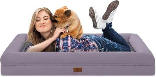 Jumbo Waterproof Dog Bed for Extra Large Size Dogs with Bolster | 360 Degree Bolster Support, Egg Crate Foam, Waterproof Liner, Non-Slip Bottom, Machine Washable Cover, 53 x 42 Inch by Yiruka