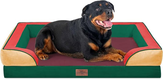 Comfort Expression Orthopedic Dog Bed for Extra Large Dogs with Bolster | Waterproof Dog Couch Bed with Washable Cover & Non-Slip Bottom, Supportive Egg Crate Foam XL Pet Bed, 45x35 Inch by ComfortExpression