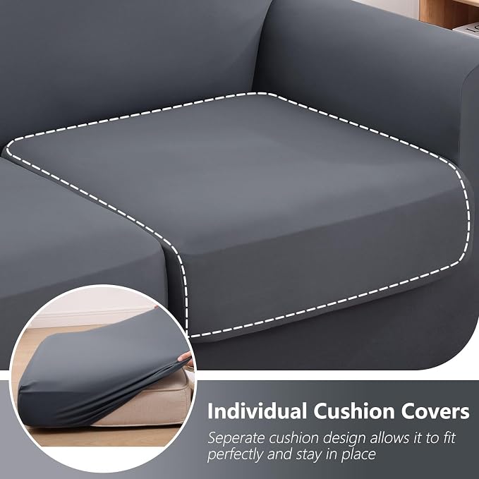 hyha Stretch Couch Covers, Sofa Cover for 3 Cushion Couch Pet Friendly | Floral Pattern, Printed, 4 Pieces, 3 Separate Cushion Sofa, Durable Anti-slip Washable Protector with Elastic Bottom for Dogs - Image 2