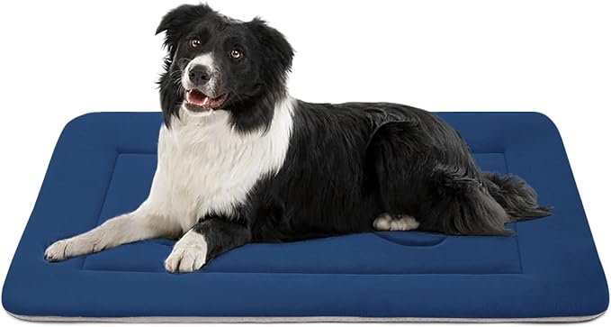 Dog Bed Soft Dog Crate Pad Mat for Medium/Large Dogs 36 in Non-Slip Bottom Washable Dog Sleeping Mattress Pet Beds Cat Beds Kennel Pads, Dark Blue by JoicyCoDogBeds