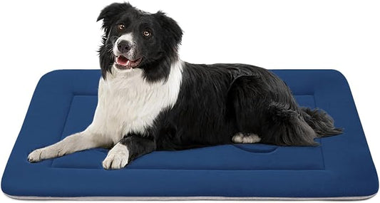 Dog Bed Soft Dog Crate Pad Mat for Medium/Large Dogs 36 in Non-Slip Bottom Washable Dog Sleeping Mattress Pet Beds Cat Beds Kennel Pads, Dark Blue by JoicyCoDogBeds