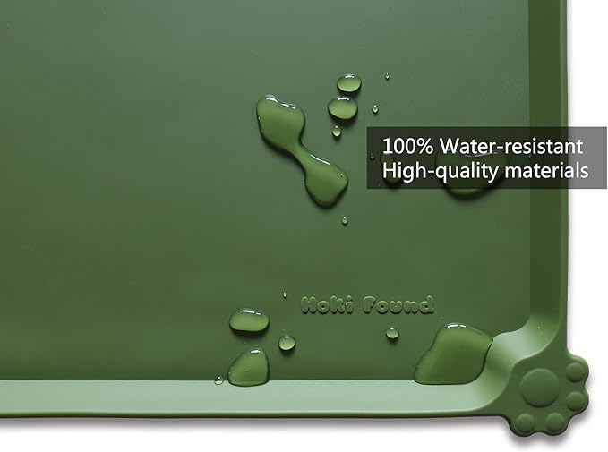 Hoki Found X-Large Silicone Pet Food Mats Tray - Non Slip Dog Cat Bowl Mats Placemat - Pet Feeding Mat - Waterproof Dog Food Mats -Pet Water Mats for Carpet -Dark Olive - Image 3