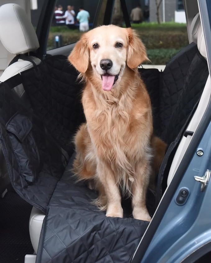 pettycare Dog Car Seat Cover for Back Seat, 600D Heavy Duty Waterproof & Scratch-Resistant for Car with Side Flap, Pet Back Seat Covers for Car with Seatbelt Black. - Image 7