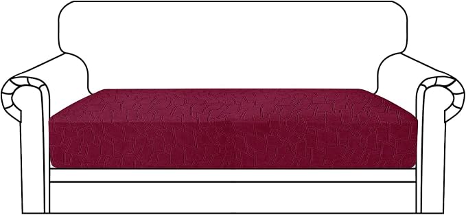 MAXIJIN Waterproof Couch Cushion Covers Individual Love Seat Cushion Cover Stretch Sectional Sofa Slipcovers with Elastic Bottom for Dogs Pets (1 Piece for Loveseat, Wine Red) by MAXIJIN