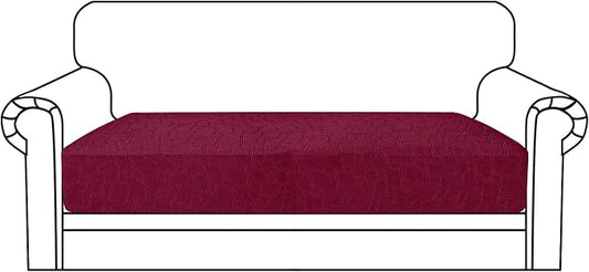 MAXIJIN Waterproof Couch Cushion Covers Individual Love Seat Cushion Cover Stretch Sectional Sofa Slipcovers with Elastic Bottom for Dogs Pets (1 Piece for Loveseat, Wine Red) by MAXIJIN