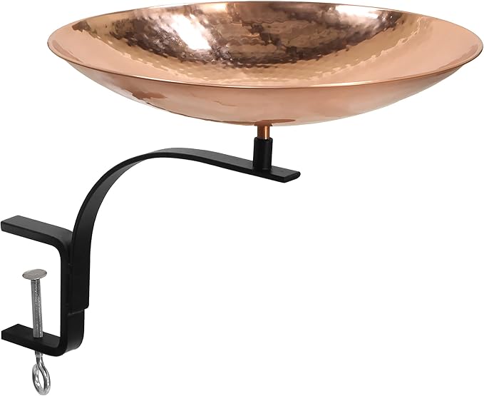 Achla Designs 201-2003 Rail Mount Bracket Birdbath, Polished Copper Plated by ACHLADesignsHomeGarden