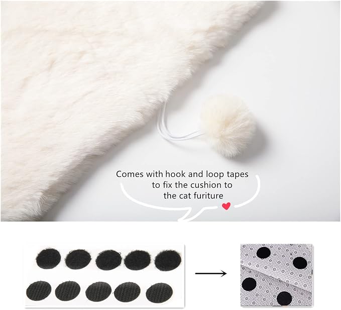 SHENGOCASE 2-Pack 18" Round Faux Rabbit Fur Cat Dog Bed Cushion Pad Mat, Cat Tree Tower Replacement Cushion Pad for Window Perch, Carrier House Cage Crate Kennel Furniture - Image 4