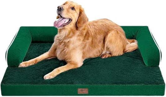 MEKIY Orthopedic Washable Dog Bed with Bolster for Medium to Large Dogs | Pillow Support for Neck Relief, Egg Crate Foam, Waterproof Liner, Anti-Slip Bottom, Removable Bolster Cover, 36 x 27 Inch by Mekiy