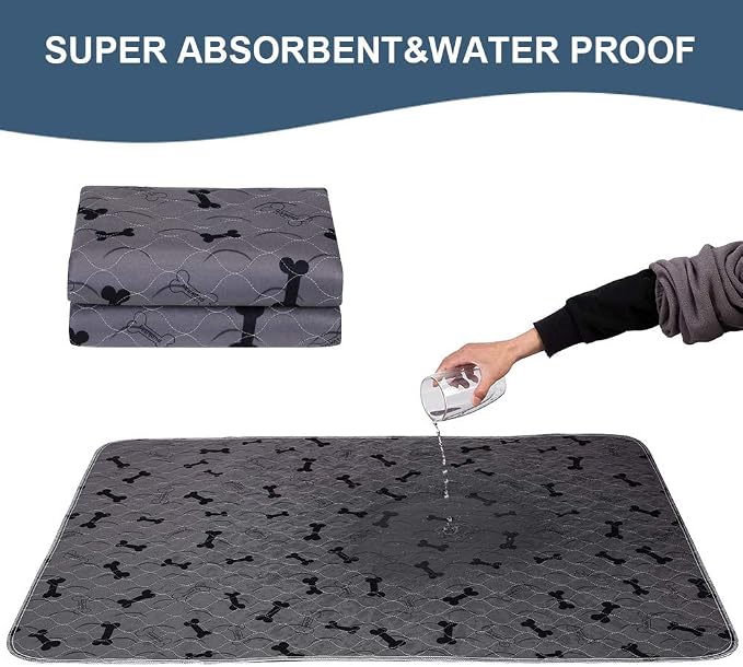 Washable Dog Pee Pads with Free Grooming Gloves,Non Slip Dog Mats with Great Urine Absorption,Reusable Puppy Pee Pads for Whelping,Potty,Training,Playpen - Image 8