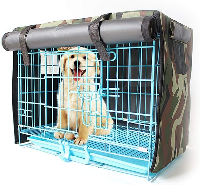 Dog Crate Cover for Wire Crates,Fits Most Dog Crates,Windproof Water-Resistant Oxford Pet Kennel Covers, Provided for Wire Crate Indoor Outdoor Protection,Easy to Put On, Take Off by PJDDP