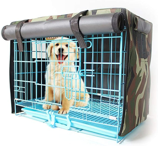 Dog Crate Cover for Wire Crates,Fits Most Dog Crates,Windproof Water-Resistant Oxford Pet Kennel Covers, Provided for Wire Crate Indoor Outdoor Protection,Easy to Put On, Take Off by PJDDP