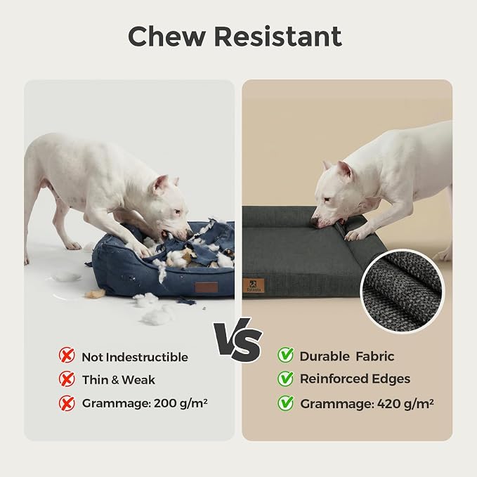 Sytopia 42 Inch Indestructible Orthopedic Dog Bed for Extra Large Dogs, Chew Proof Waterproof Pet Couch Bed with Sides, Egg Crate Foam, Removable Washable Cover, Great Pet Gift, Dark Grey - Image 2