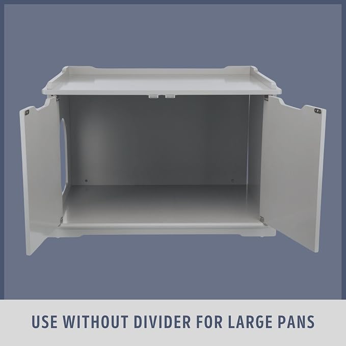 Trixie XL Furniture Litter Box Enclosure (Gray), Hidden Litter Box for Cats with Openings on Either Ends & Large Ventilations Slots, Double Doors for Easy Cleaning, Removable Divider - Image 6