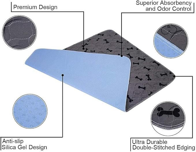 Washable Dog Pee Pads with Free Grooming Gloves,Non Slip Dog Mats with Great Urine Absorption,Reusable Puppy Pee Pads for Whelping,Potty,Training,Playpen - Image 3