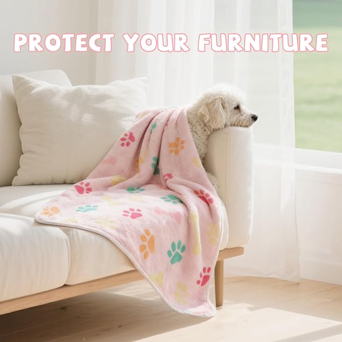 YUEPET 2 Pack Waterproof Dog Blankets, Puppy Blanket for Medium Dogs & Cats | Machine Washable, Waterproof Inner Layer, Sofa Bed Cover, Reversible Fleece, 30 x 20 in, Medium Dogs and Cats, Pink Brown - Image 6