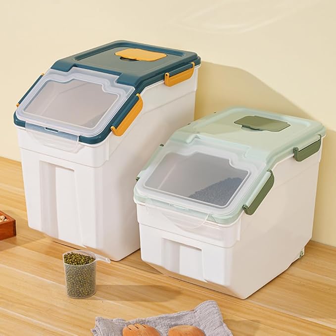 Large Flour Storage Container Bin 25lb, 2Pack Airtight Rice Storage Containers with Wheels Seal Locking Lid, BPA Free with Measuring Cup&Scoop for Flour, Rice, Grain(Blue) - Image 6