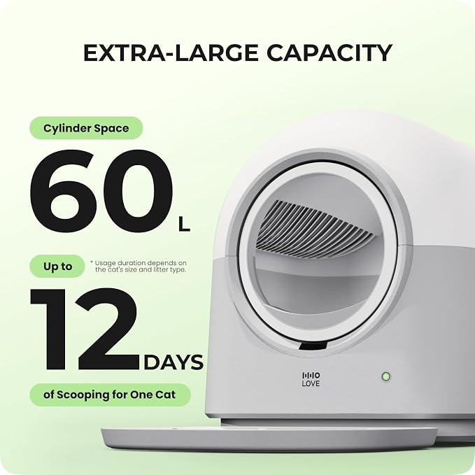 HHOLOVE Self Cleaning Litter Box Automatic with Safety Sensors, Odor Control, Real-Time Health & Weight Monitor, Ultra-Quiet, 60L Large Capacity for Multiple Cats, 2026 Version - Image 2