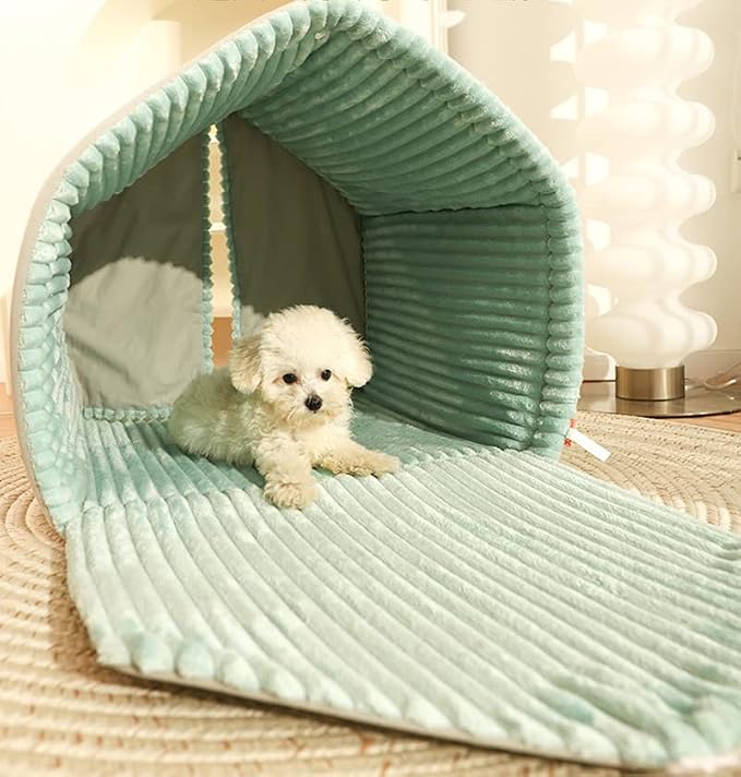 Dog Cave Bed,Cat House Winter Warm Dog House, Closed Winter Covered Dog Bed Cat Bed Tent, Dog Hideout Pet House Pet Bed All Seasons Applicable for Cat and Puppies Below 33lbs/15kg (A, Small) - Image 4