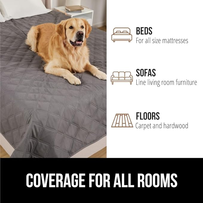 GORILLA GRIP® Waterproof Dog Blanket, Leakproof Couch Cover for Dogs, Silicone Grip Backing, Protects Sofa, Sectional, Bed, Crate, Car & RV, Tear-Resistant Washable Senior Pet Blanket, 50x40, Charcoal - Image 8